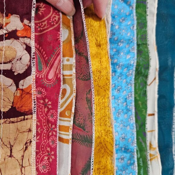 Handmade Patchwork Boho Scarf With Multicolor Strips Of Fabric - Picture 8 of 9